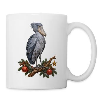 Schuhschnabel mit Weihnachtsornamenten - Tasse - Weiß - Rechts