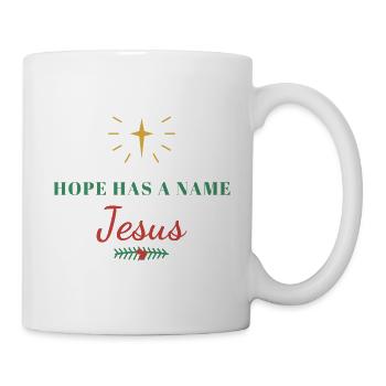Hope Has a Name: Jesus – Christian - Tasse - Weiß - Rechts