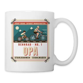 Rennrad Opa – Windschatten Radfahrer Opa Fahrrad - Tasse - Weiß - Rechts