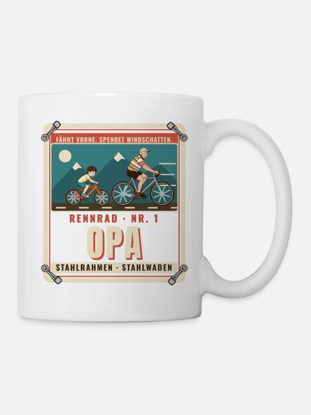 Rennrad Opa – Windschatten Radfahrer Opa Fahrrad - Tasse - Weiß
