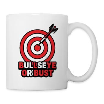 Bullseye oder Büste – Bogenschießdarts Zielabzeichen - Tasse - Weiß - Rechts