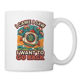 I Want To Go Back Alien UFO Retro Druck - Tasse - Weiß - Rechts