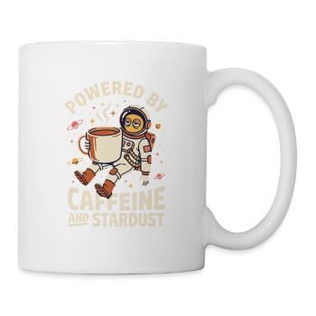 Powered with Caffein and Stardust - Weltall Spruch - Tasse - Weiß - Rechts