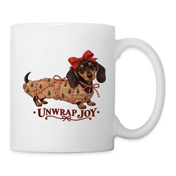 Unwrap Joy Christmas Dachshund - Tasse - Weiß - Rechts