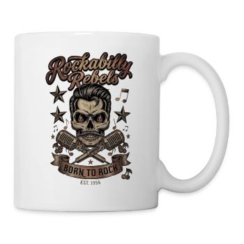 Rockabilly Skull Born to Rock - Tasse - Weiß - Rechts