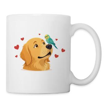 Herzfreund Hund und Papagei - Tasse - Weiß - Rechts