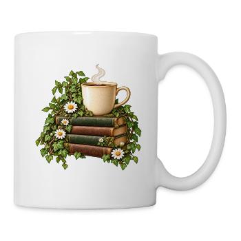 Bücherduft und Kaffeetasse - Tasse - Weiß - Rechts
