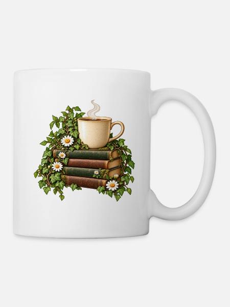 Bücherduft und Kaffeetasse - Tasse - Weiß