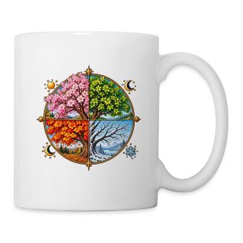 Vier Jahreszeiten Baumkreis - Tasse - Weiß - Rechts