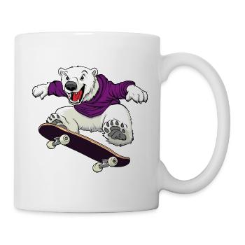 Skater Eisbär Skateboard - Tasse - Weiß - Rechts