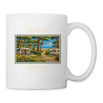 Italien Bibione Camping Vintage Reisemarke - Tasse - Weiß - Rechts