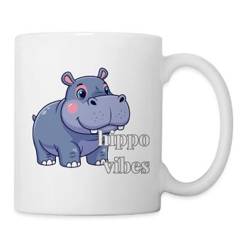 Hippo Vibes: Niedlicher Cartoon-Hippo - Tasse - Weiß - Rechts
