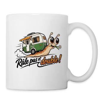 Wohnmobil-Humor-Aufkleber – Pas und doppeltes Beschwerden! - Tasse - Weiß - Rechts