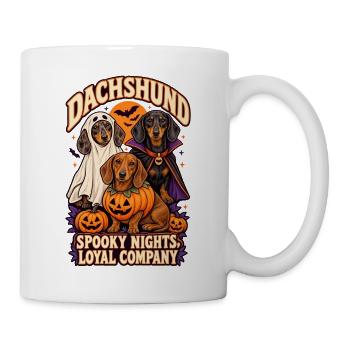 Spooky Nights Loyale Gesellschaft – Dackel Halloween - Tasse - Weiß - Rechts