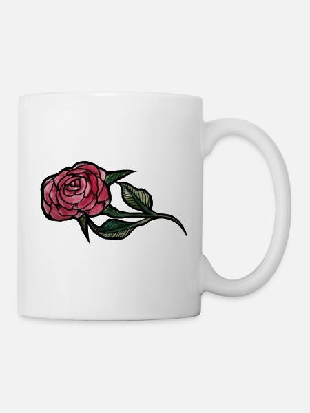 Karmesinrose Aquarell - Tasse - Weiß