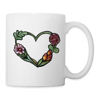 Aquarellrahmen mit Blumenherz - Tasse - Weiß - Rechts