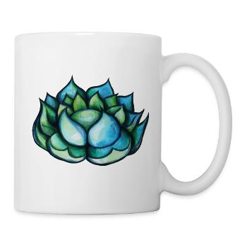 Blaugrüne Aquarell-Sukkulente - Tasse - Weiß - Rechts