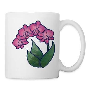 Rosa Orchidee Aquarell Floral - Tasse - Weiß - Rechts