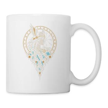 Der Wolf im Vegvisir – Runenkreis - Tasse - Weiß - Rechts