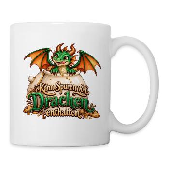 Kann Spuren von Drachen enthalten – Keksdrache - Tasse - Weiß - Rechts