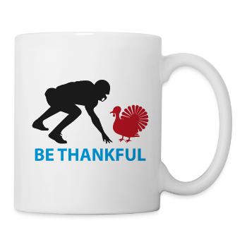 Sei dankbar, Truthahn-Silhouette - Tasse - Weiß - Rechts
