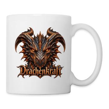 Drachenkraft – Dunkler Fantasy-Drache - Tasse - Weiß - Rechts