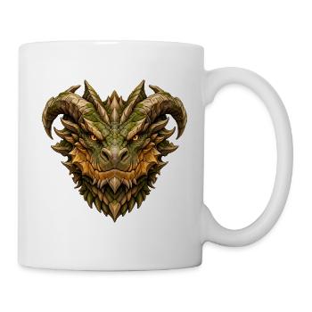 Steindrache – Mächtiger Drachenkopf aus Fels - Tasse - Weiß - Rechts