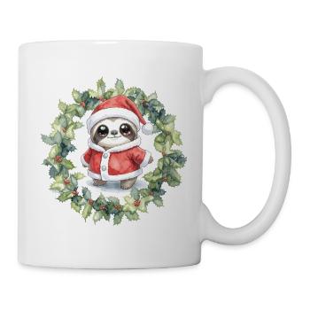 Weihnachts-Faultier im Santa-Outfit - Tasse - Weiß - Rechts