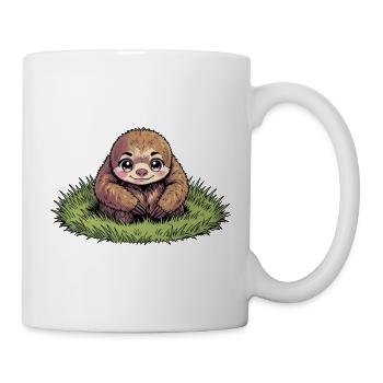 Fluffiger Faultier im Gras - Tasse - Weiß - Rechts