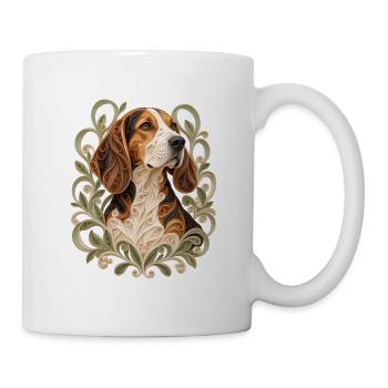 Beagle-Quilling – Hundeporträt - Tasse - Weiß - Rechts