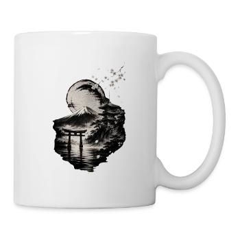 Mond über Fuji und Torii - Tasse - Weiß - Rechts