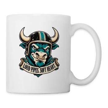 Biker Spruch - Loud Pipes Soft Heart - Tasse - Weiß - Rechts