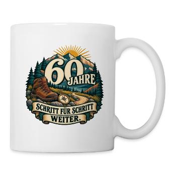 60 Jahre Schritt für Schritt Weiter - Tasse - Weiß - Rechts