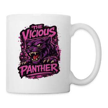 Wilder Panther in Lila und Pink im Grungelook - Tasse - Weiß - Rechts