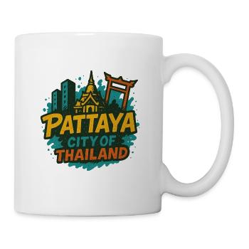 Pattaya Thailand mit Tempel im Retrolook - Tasse - Weiß - Rechts