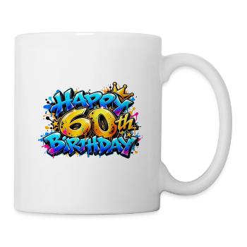 Herzlichen Glückwunsch zum 60. Geburtstag Blue Graffiti: Immer noch brennend! - Tasse - Weiß - Rechts