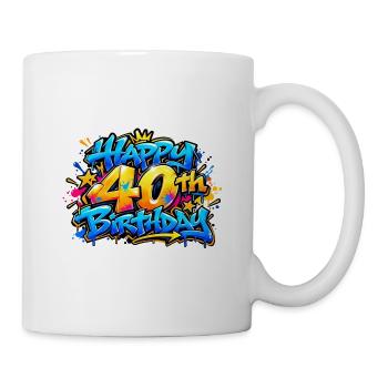 Herzlichen Glückwunsch zum 40. Geburtstag Blue Graffiti: Legend Mode AN - Tasse - Weiß - Rechts