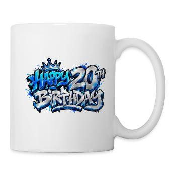 Herzlichen Glückwunsch zum 20. Geburtstag Blue Graffiti: Level Up Boom! - Tasse - Weiß - Rechts