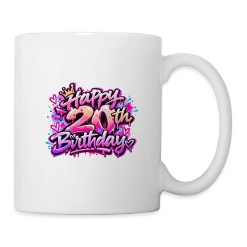 Herzlichen Glückwunsch zum 20. Geburtstag Neon Pink Graffiti: Slay Gift - Tasse - Weiß - Rechts