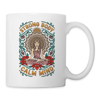 Yoga Instructor Strong Body Calm Mind Meditation - Tasse - Weiß - Rechts