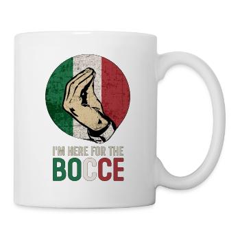 Italienischer Boccia: stilisierter Gruß - Tasse - Weiß - Rechts