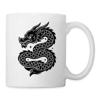 Linienzeichnung des himmlischen chinesischen Drachens - Tasse - Weiß - Rechts