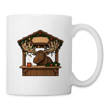 Elch Weihnachtsmarkt Lichterkette Comic T-Shirt - Tasse - Weiß - Rechts