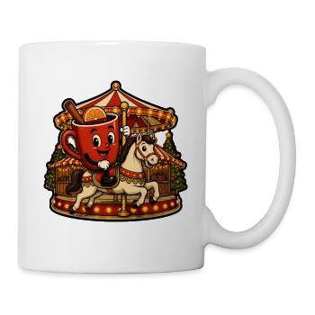 Glühwein Tasse Karussell Pferd Retro Comic T-Shirt - Tasse - Weiß - Rechts