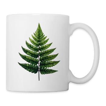 Grüner Farn Farnkraut Botanik Natur Blätter T-Shir - Tasse - Weiß - Rechts