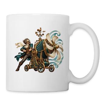 Steampunk-Erfinder an der Windmaschine - Tasse - Weiß - Rechts