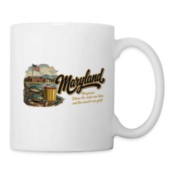 Maryland Retro Vintage Crab Old Bay Fort Design - Tasse - Weiß - Rechts