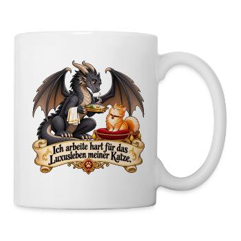 Ich arbeite hart für das Luxusleben meiner Katze - Tasse - Weiß - Rechts