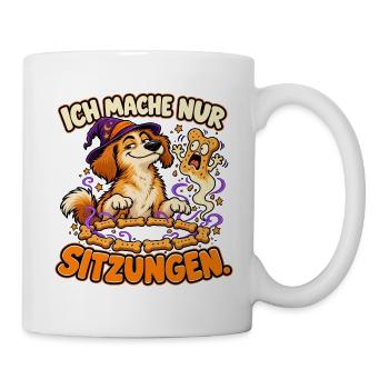 Ich mache nur Sitzungen – Halloween Comic-Hund - Tasse - Weiß - Rechts