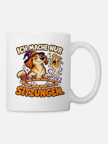 Ich mache nur Sitzungen – Halloween Comic-Hund - Tasse - Weiß